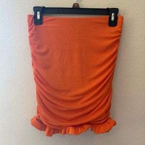 SHEIN Vibrant Orange Ruched Pencil Skirt